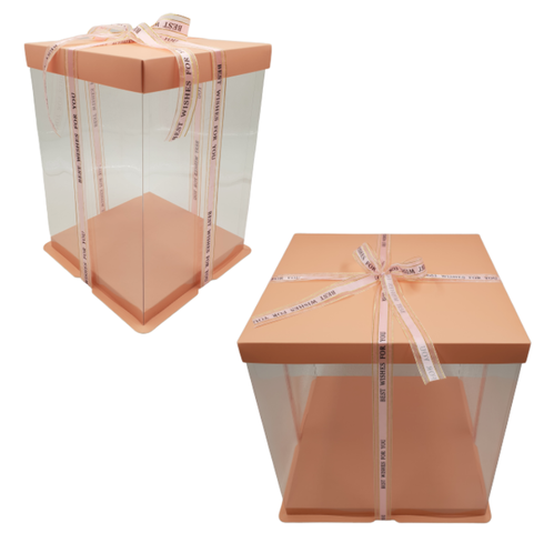 CAJA PARA TARTA DELUXE  ROSA - 33,5 X 37 CM