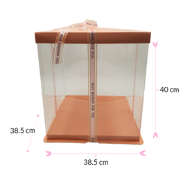 CAJA PARA TARTA DELUXE ROSA - 38,5 X 40 CM