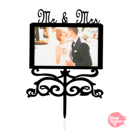 TOPPER PARA TARTA CON FOTO - "MR & MRS"