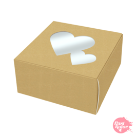 CAJA PARA 1 GALLETA REVERSIBLE CON CORAZONES - BLANCA Y KRAFT