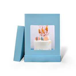 CAJA PARA TARTA CON VENTANA "OLBAA" - AZUL 25 CM