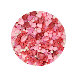 G42415 FunCakes Sprinkles de Corazones Blancos y Rosas de Azúcar para Espolvorear en Dulces 80 g 