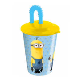VASO + CAÑA Y TAPA "MINIONS" 430 ML