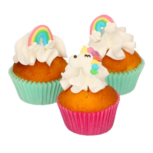 DECORACIONES DE AZUCAR FUNCAKES - UNICORNIO Y ARCOIRIS