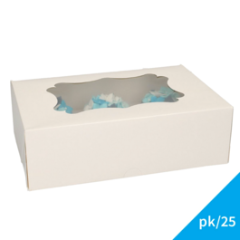 CAJA PARA 6 CUPCAKES BLANCA CON VENTANA - FUNCAKES (25 U)