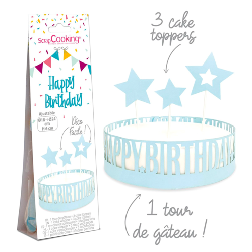 WRAPPER + TOPPERS PARA TARTA SCRAPCOOKING - "HAPPY BIRTHDAY"