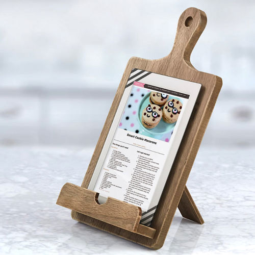 Soporte para libro de cocina, de madera rústica, estilo tabla de cortar,  soporte ajustable para libros de recetas para iPad y soporte para cocina  con