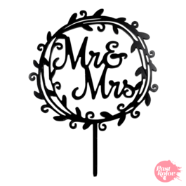 TOPPER PARA TARTA NEGRO - CORONA "MR & MRS"