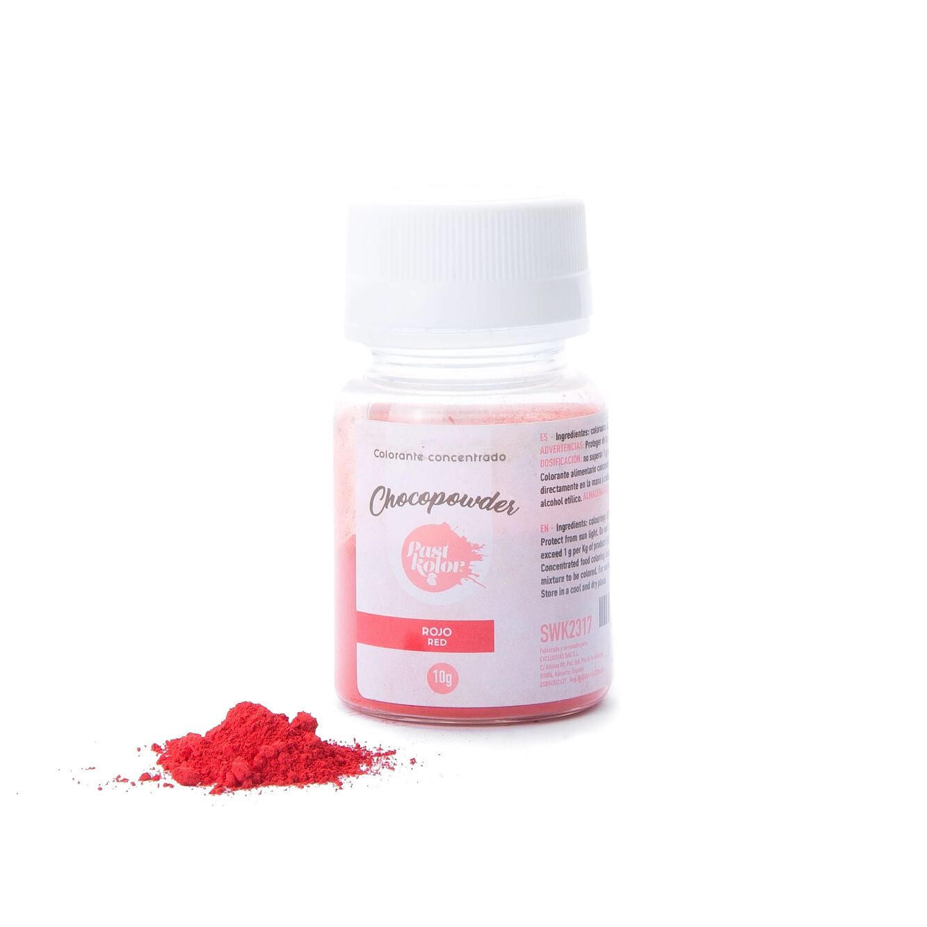 COLORANTE EN POLVO LIPOSOLUBLE PARA CHOCOLATE ROJO INTENSO PASTKOLOR 10 G