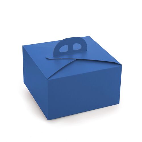 CAJA TARTA CARTON RESISTENTE AZUL CON ASA PASTKOLOR BOMBONETTE 40 CM