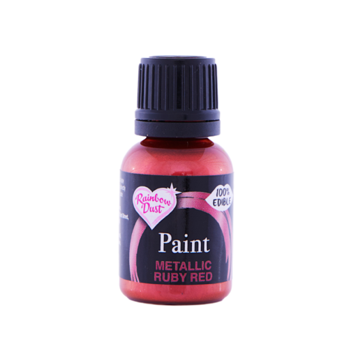 [P. CADUC.] PINTURA METALIZADA COMESTIBLE RAINBOW DUST - RUBY RED / ROJO RUBI (25 ML)