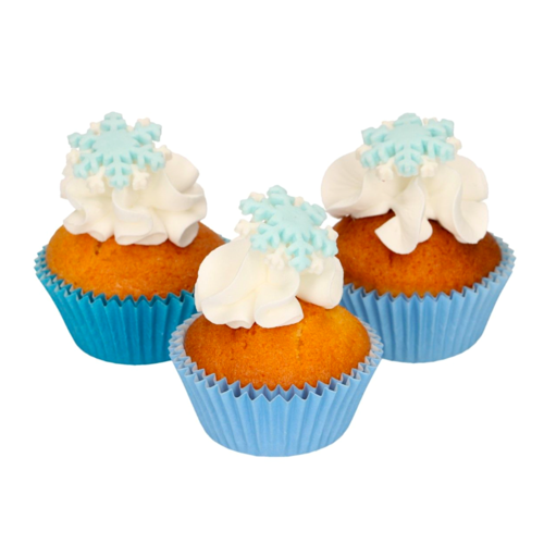 DECORACIONES DE AZUCAR FUNCAKES - COPOS DE NIEVE (BLANCOS Y AZULES)