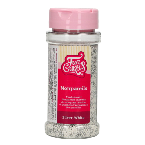 PERLAS DE AZUCAR (NONPAREILS) FUNCAKES - PLATA Y BLANCO [80 G]