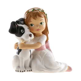 FIGURA PARA TARTA COMUNION - NIA CON PERRO