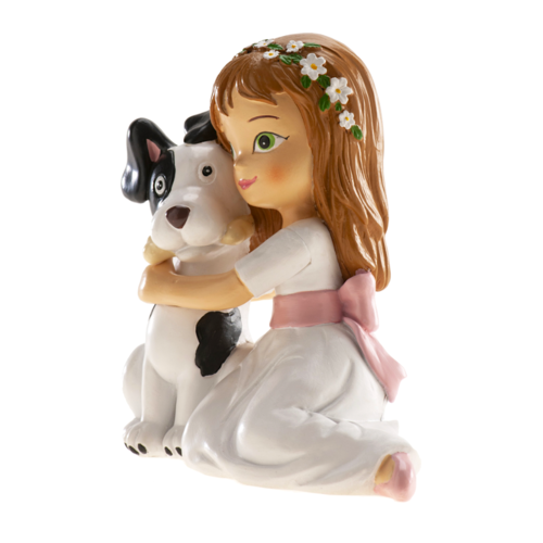 FIGURA PARA TARTA COMUNION - NIA CON PERRO