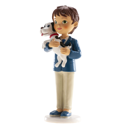 FIGURA PARA TARTA COMUNION - NIO CON PERRO