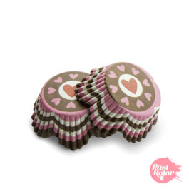 CAPSULAS CUPCAKE CORAZONES (MARRONES) - 48 UNIDADES