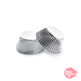 CAPSULAS MINI CUPCAKE PLATA METALIZADO - 60 UNIDADES