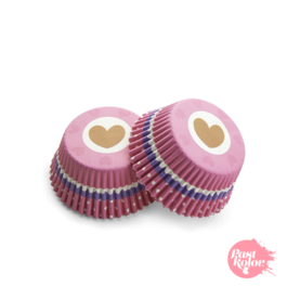 CAPSULAS CUPCAKE CORAZONES (FUCSIAS) - 50 UNIDADES