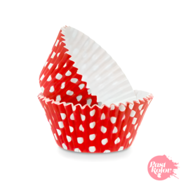 CAPSULAS CUPCAKE ROJAS CON LUNARES - 24 UNIDADES