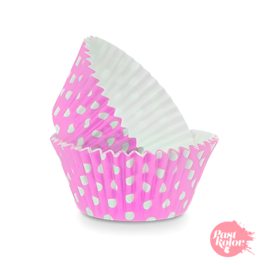 CAPSULAS CUPCAKE ROSAS CON LUNARES - 24 UNIDADES