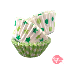 CAPSULAS MINI CUPCAKE ESTAMPADO VERDE - 60 UNIDADES