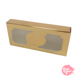 CAJA PARA TURRON DORADA CON VENTANA - 21 CM