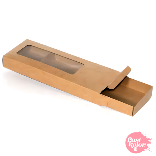 CAJA PARA TURRON KRAFT CON VENTANA - 20,5 CM