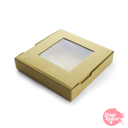 CAJA PARA GALLETAS KRAFT CON VENTANA - H 3,5 CM