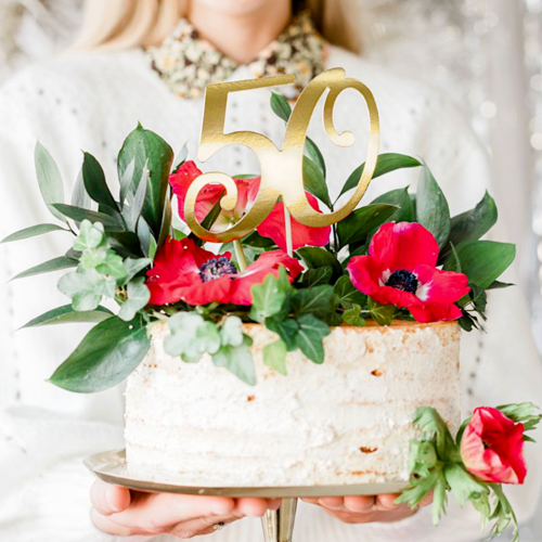 TOPPER PARA TARTA PARTYDECO - "50" ORO