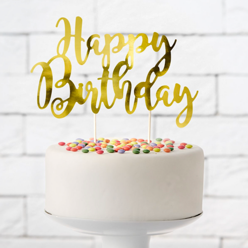 TOPPER PARA TARTA PARTYDECO - "HAPPY BIRTHDAY" ORO