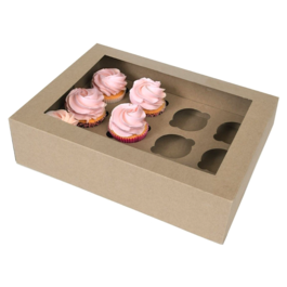 SET CAJA PARA 12 CUPCAKES KRAFT - HOUSE OF MARIE