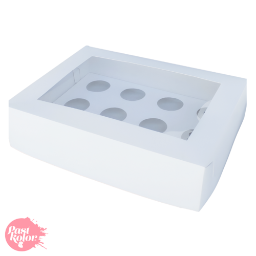 PACK 25 - CAJA PARA 12 MUFFINS BLANCA CON VENTANA