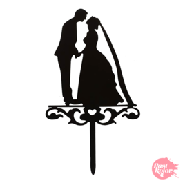 TOPPER PARA TARTA NEGRO - PAREJA NOVIOS