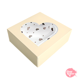 CAJA PARA GALLETAS CON CORAZONES - COLOR CHAMPAGNE