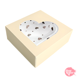 CAJA PARA TARTA CON CORAZONES - COLOR CHAMPAGNE