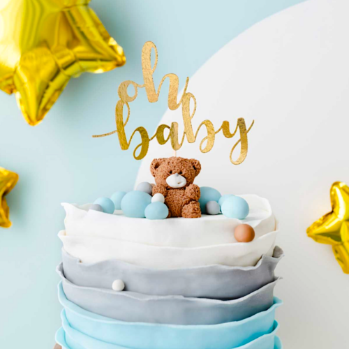 TOPPER PARA TARTA PARTYDECO - "OH BABY" ORO