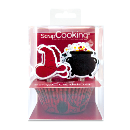 SET CAPSULAS CUPCAKE + TOPPERS SCRAPCOOKING - HALLOWEEN