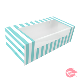 CAJA PARA DONUTS BLANCA Y AZUL - 20,5 X 10 CM