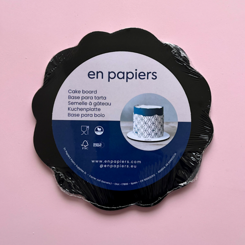 BASE REDONDA NEGRA (ONDAS WAVE) "EN PAPIERS" - 25 CM