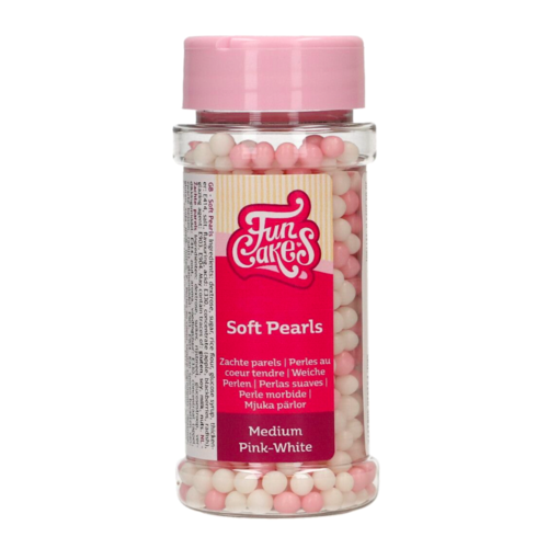 PERLAS DE AZUCAR BLANDAS FUNCAKES - ROSAS Y BLANCAS (60 G)