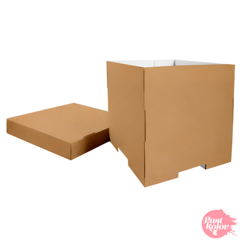 CAJA PARA TARTA REVERSIBLE (BLANCA Y KRAFT) - 28 X 30 CM