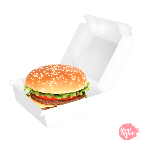 CAJA PARA HAMBURGUESA BLANCA - 10 X 8 CM