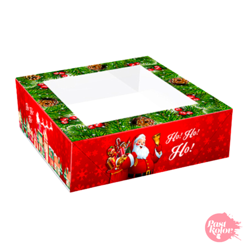 CAJA PARA TARTA ROJA "SANTA CLAUS" - 33 X 7,5 CM