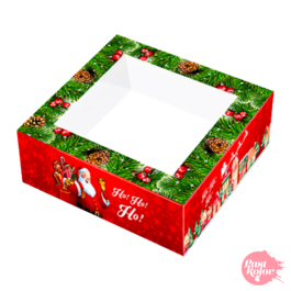 CAJA PARA TARTA ROJA "SANTA CLAUS" - 33 X 7,5 CM