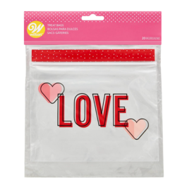 BOLSAS PARA DULCES (CIERRE ZIP) WILTON - LOVE (20 U)