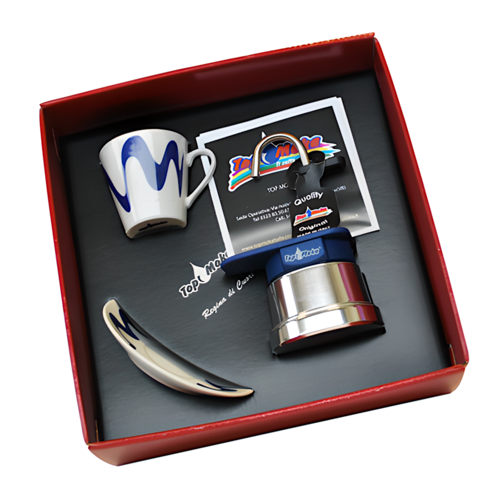 SET CAFETERA "MINI" TOP MOKA - AZUL (1 TAZA)