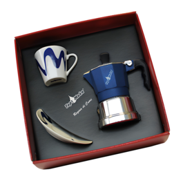 SET CAFETERA TOP MOKA - AZUL OSCURO (1 TAZA)