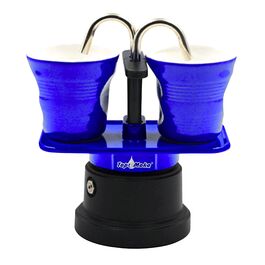SET CAFETERA "MINI DOBLE" TOP MOKA - AZUL (2 TAZAS)