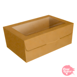 CAJA PARA GALLETAS KRAFT CON VENTANA - 22 X 12,5 CM